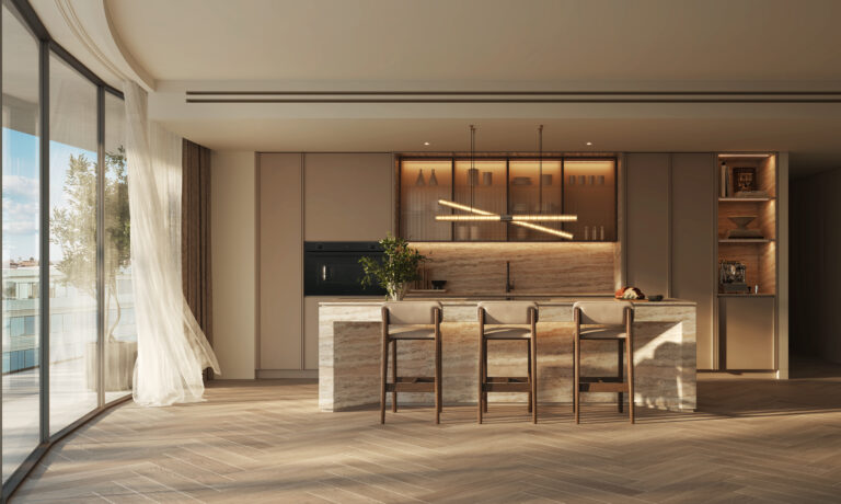 4403_Lifestyle District_Int_3Bed-B1_Kitchen & Living Vignette 01_Warm_Final_GB