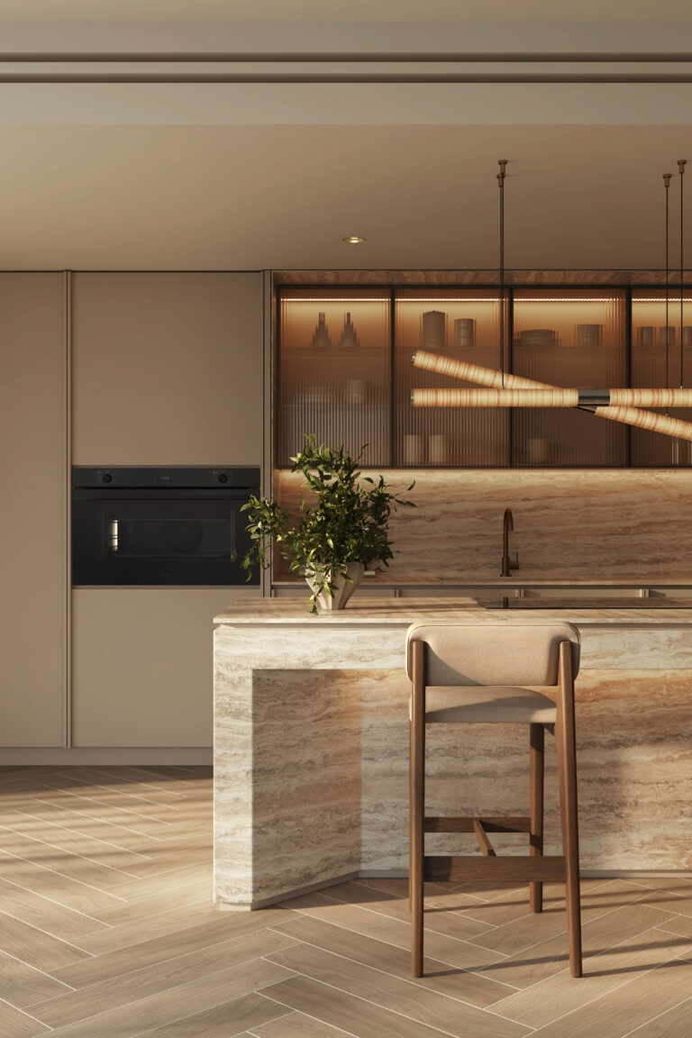 4403_Lifestyle District_Int_3Bed-B1_Kitchen & Living Vignette 02_Warm_Final_GB