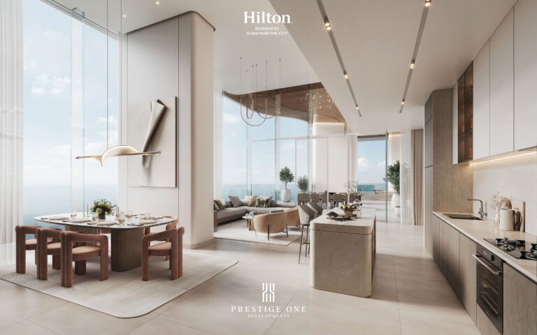 Penthouse 3Bed-Living-Dining-Kitchen- Hilton Residences DMC