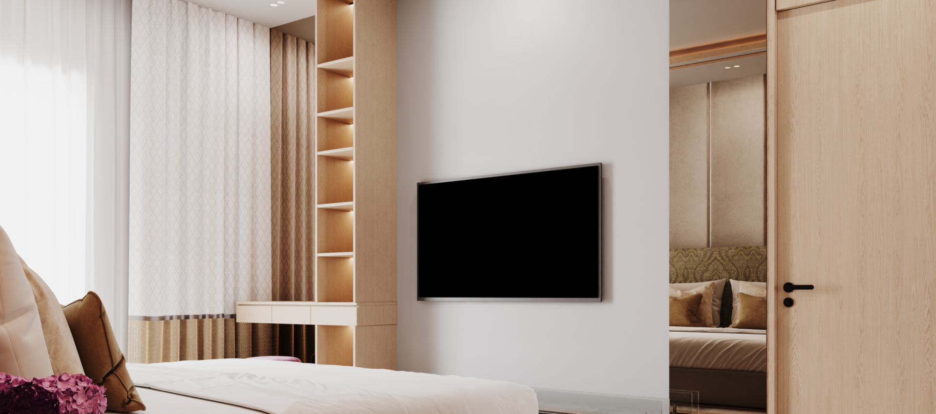 1BR UNIT_Bedroom Media Wall