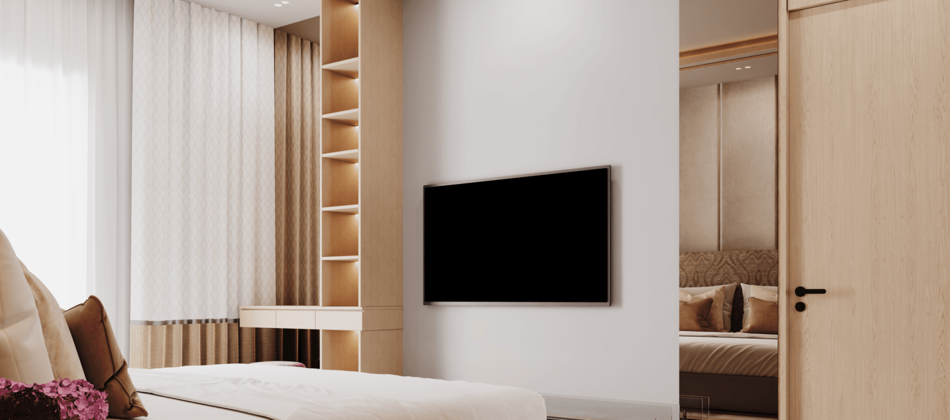 1BR UNIT_Bedroom Media Wall