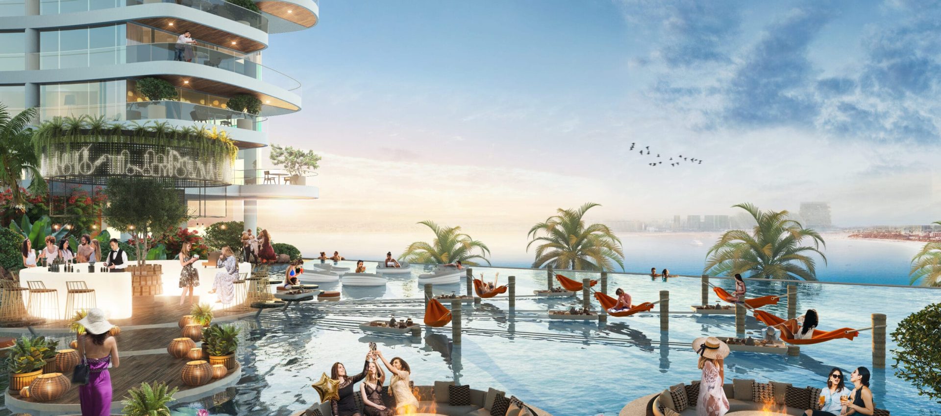 DAMAC Bay - Amenities Pool View 01