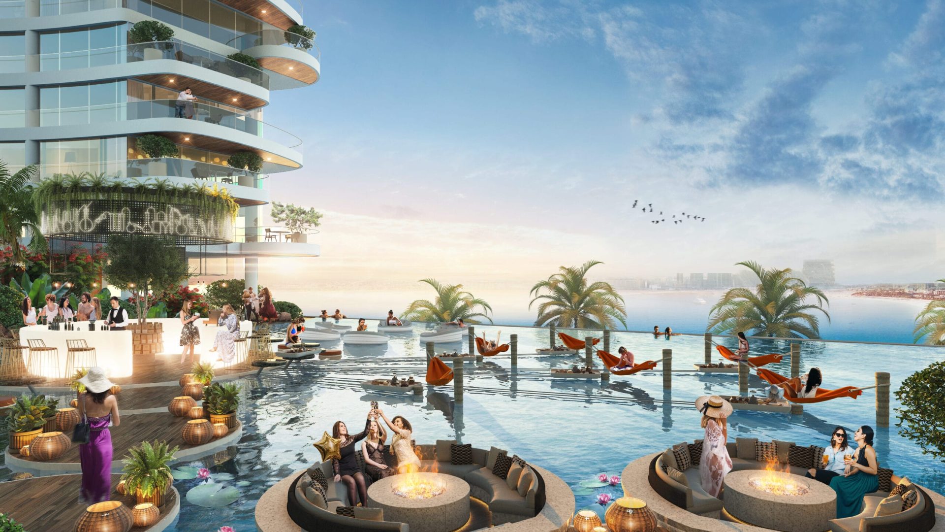 DAMAC Bay - Amenities Pool View 01